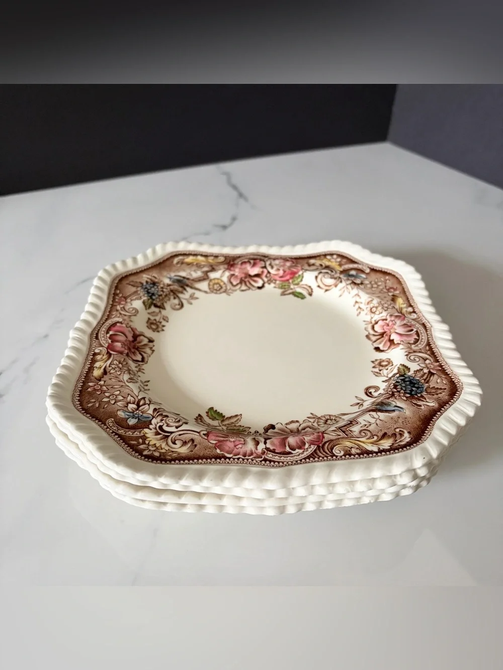 SET of 4 Square Salad Plates - Devonshire by Johnson Brothers